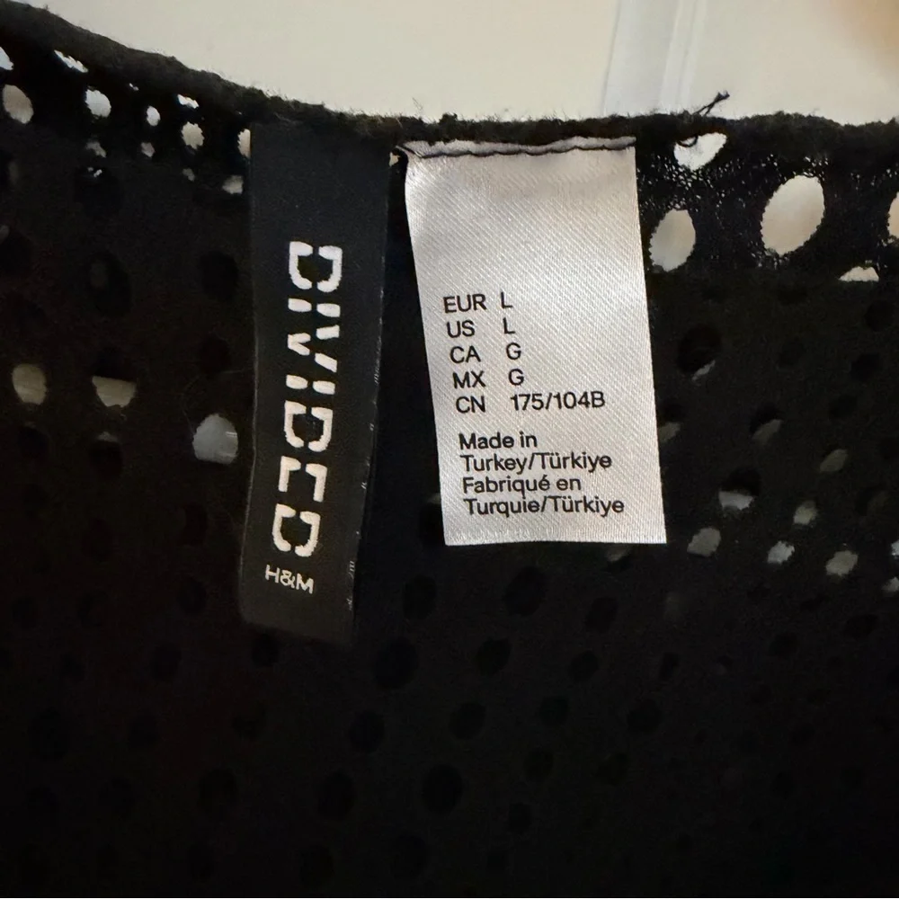 H&M Black Openwork Crochet Tee